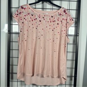 Elle Pink w/ Hearts Sleeveless Top Women's XL